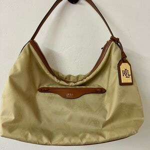 Women's Beige and Brown RLL Hobo Shoulder Bag
